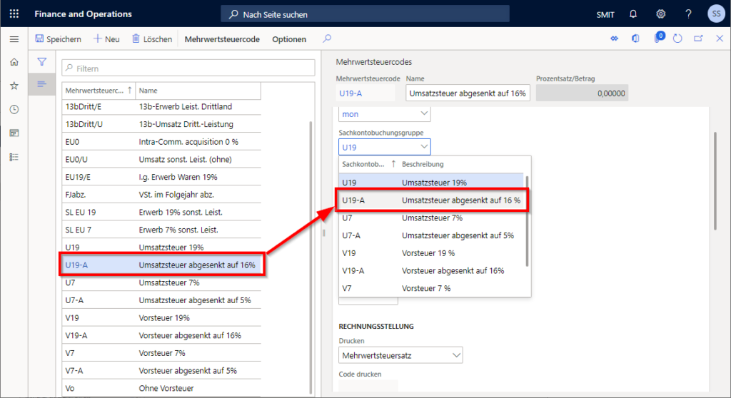 Abbildung der Mehrwertsteuer-Senkung in Dynamics 365 Finance