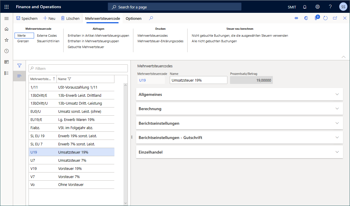 Abbildung der Mehrwertsteuer-Senkung in Dynamics 365 Finance