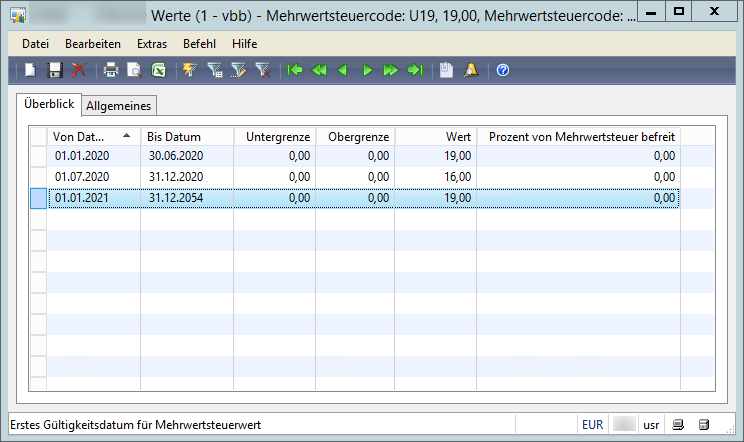 Abbildung der Mehrwertsteuer-Senkung in Dynamics 365 Finance