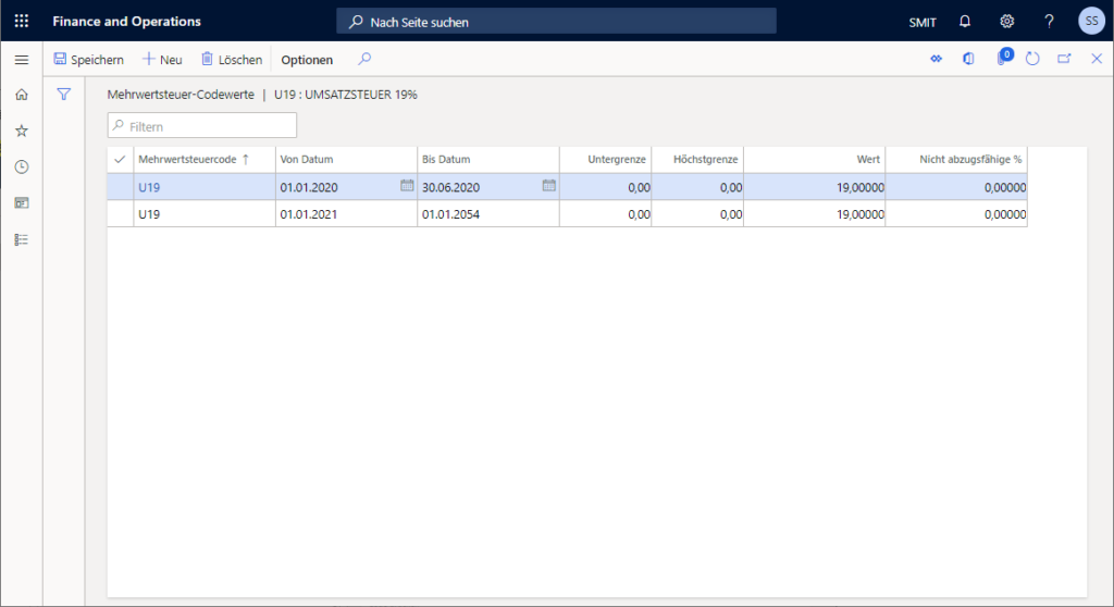 Abbildung der Mehrwertsteuer-Senkung in Dynamics 365 Finance