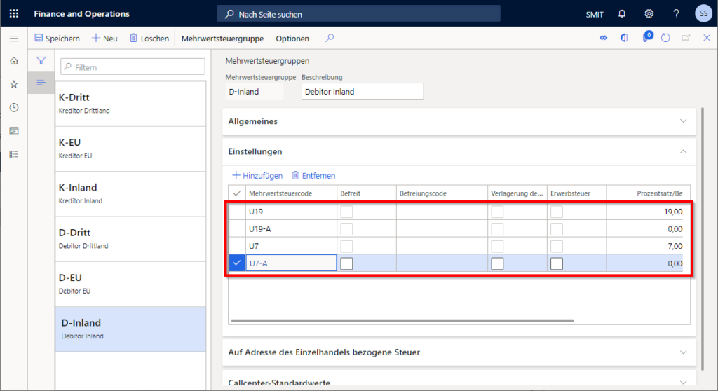 Abbildung der Mehrwertsteuer-Senkung in Dynamics 365 Finance