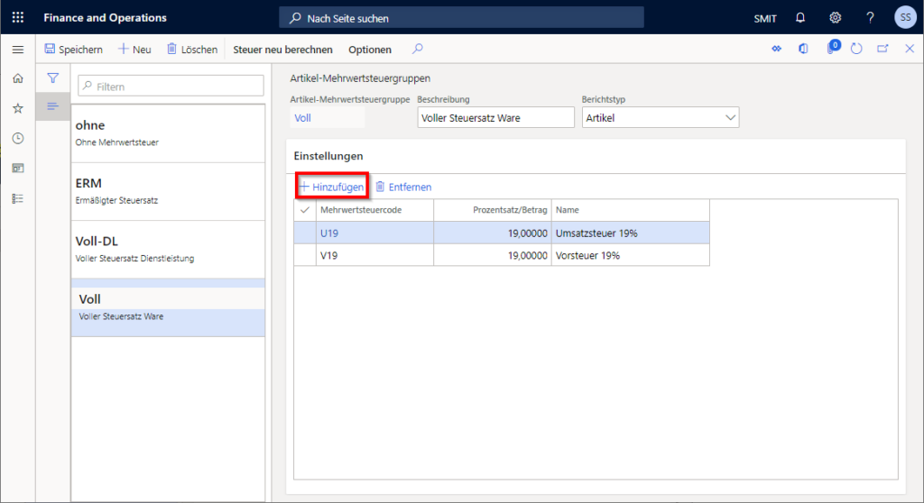 Abbildung der Mehrwertsteuer-Senkung in Dynamics 365 Finance