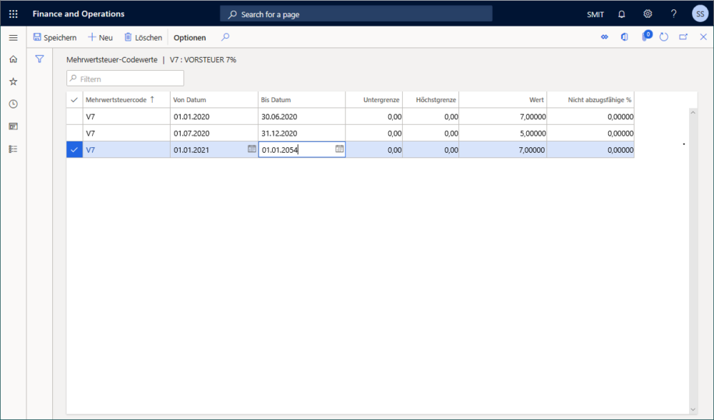 Abbildung der Mehrwertsteuer-Senkung in Dynamics 365 Finance
