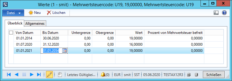 Abbildung der Mehrwertsteuer-Senkung in Dynamics 365 Finance